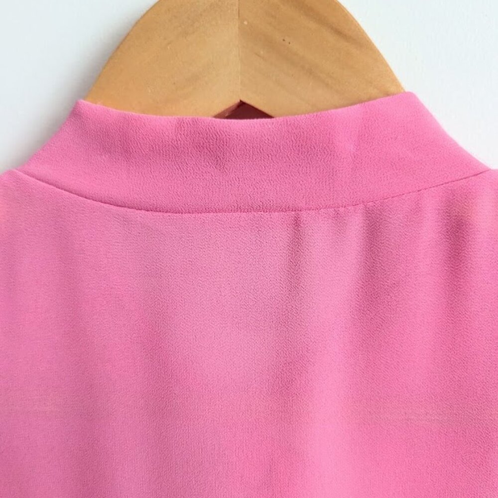 Lodys Pink Chiffon Tie Neck with Floral Lace Top - Picture 10 of 12